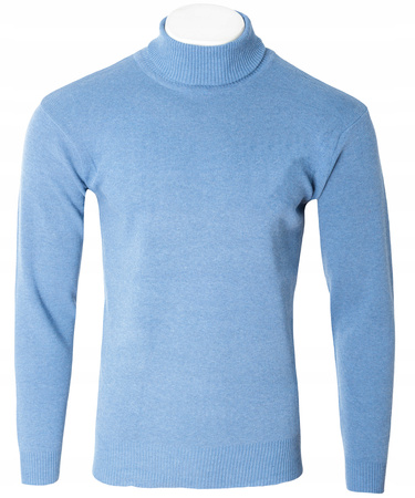 Golf męski sweter błękitny wizytowy elegancki - MUST