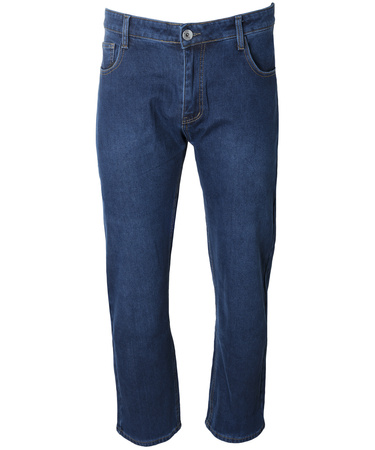 Męskie spodnie jeansy klasyczne granatowe ocieplane proste - Gemello