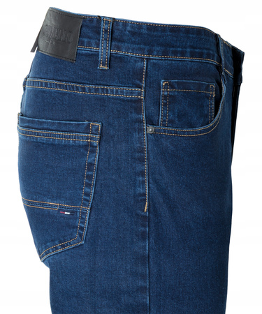 Spodnie jeansy męskie granatowe proste nogawki bawełniane klasyczne - Gemello