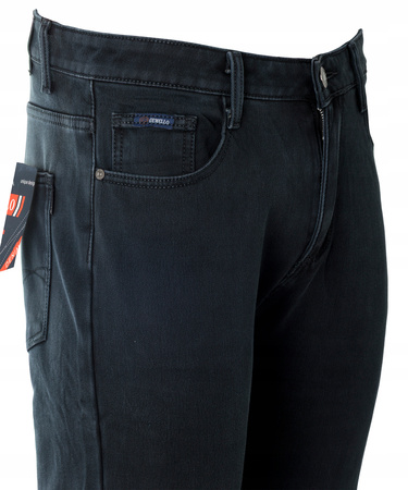 Męskie spodnie jeansy klasyczne grafitowe ocieplane polarem bawełna proste - Gemello