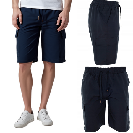 Spodenki męskie krótkie szorty z kieszeniami granatowe - Must