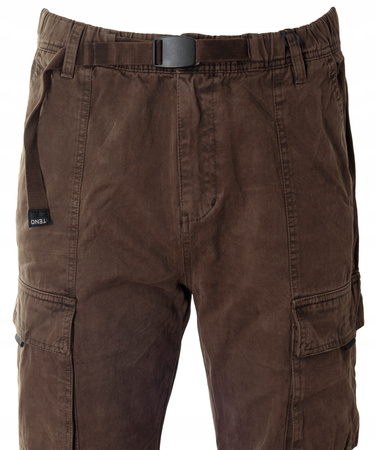 Spodnie męskie bojówki brązowe 100% bawełniane z paskiem - ITENO