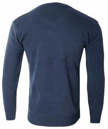 Sweter męski z dekoltem w serek V-dekolt granatowy - MUST