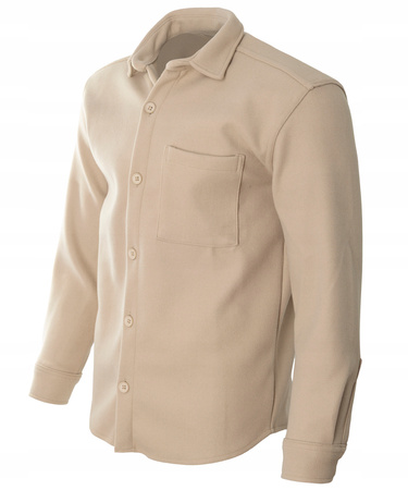 Koszula męska casualowa polarowa beżowa ciepła turecka - Redline