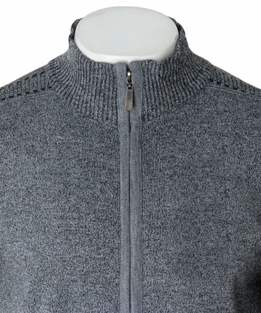 Sweter męski rozpinany jesienny jasno-szary gładki - Must