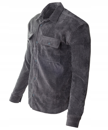 Koszula męska casual sztruksowa szara ciepła - Redline