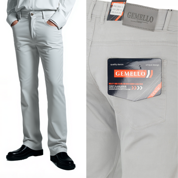 Spodnie materiałowe bawełniane jasno-szare gładkie - Gemello
