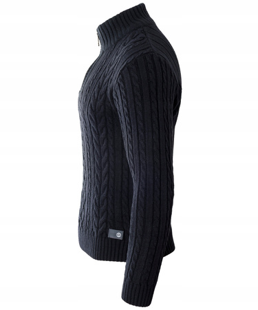 Sweter męski półgolf krótkie zapięcie na zamek granatowy we wzór klasyczny - Devanti