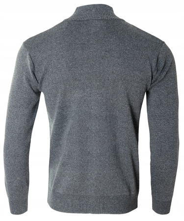 Sweter męski rozpinany jesienny ciemno-szary gładki - Must