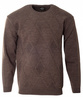 Sweter męski z okrągłym dekoltem brązowy wzór geometryczny wełna klasyczny - Devanti