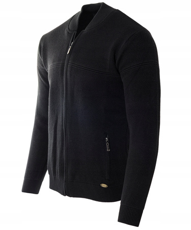 Bluza męska czarna rozpinana na zamek wełniana kieszenie na zamek turecka Devanti