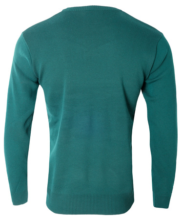 Sweter męski z okrągłym dekoltem zielony klasyczny - Must