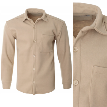 Koszula męska casualowa polarowa beżowa ciepła turecka - Redline