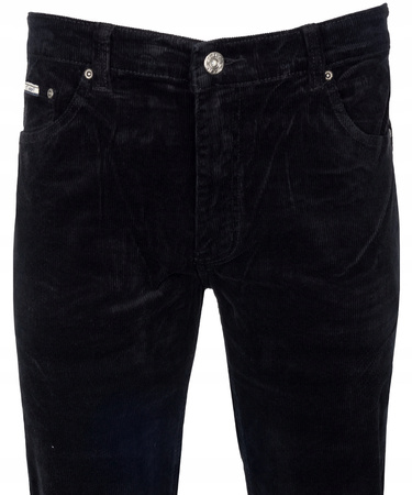 Spodnie męskie klasyczne materiałowe sztruksowe czarne L30 i L32 - St. Leon