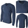 Sweter męski z dekoltem w serek V-dekolt granatowy - MUST