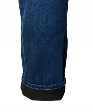 Męskie spodnie jeansy klasyczne granatowe ocieplane proste - Gemello