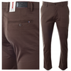 Spodnie męskie materiałowe brązowe prosty krój bawełniane wizytowe eleganckie - Bigman