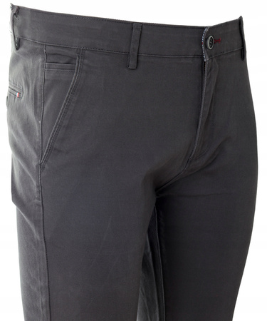 Spodnie męskie materiałowe ciemno-szare prosty krój bawełniane wizytowe eleganckie - Bigman