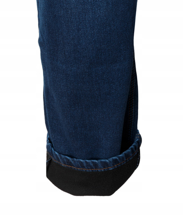 Męskie spodnie jeansy klasyczne granatowe ocieplane proste nogawki - Gemello