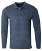 Bluza męska z kołnierzykiem polo na guziki niebieska wzór w pasy ze ściągaczami bawełniana - Reymo