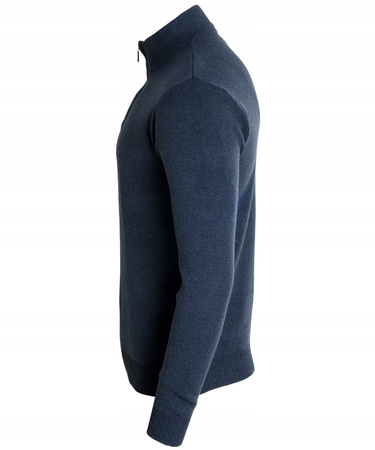 Sweter męski rozpinany krótki zamek granatowy półgolf - Must