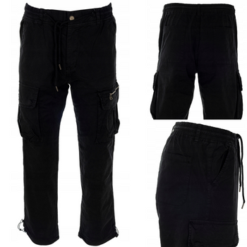 Spodnie bojówki bawełniane na gumce czarne - ITENO