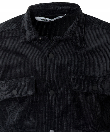 Koszula męska casual sztruksowa czarna ciepła - Redline