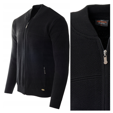 Bluza męska czarna rozpinana na zamek wełniana kieszenie na zamek turecka Devanti