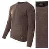 Sweter męski z okrągłym dekoltem ciemno-brązowy wełniany klasyczny - Devanti