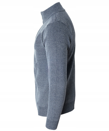 Sweter męski rozpinany jesienny granatowy gładki - Must