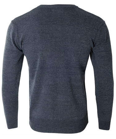 Sweter męski z dekoltem w serek V-dekolt niebiesko-szary - MUST
