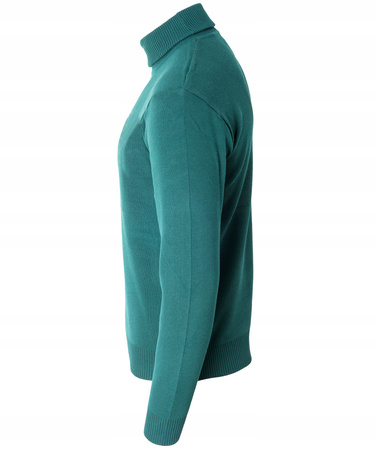 Golf męski sweter zielony wizytowy elegancki - MUST