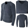 Sweter męski z dekoltem w serek V-dekolt niebiesko-szary - MUST