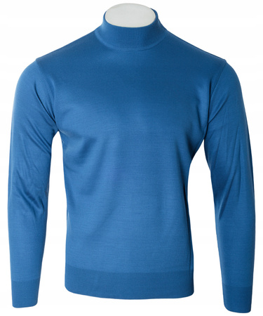 Sweter męski półgolf niebieski gładki wełniany turecki - Devir
