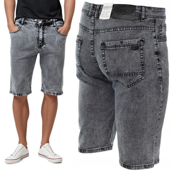 Spodenki męskie jeansowe krótkie bawełniane szare dżinsowe - Gemello