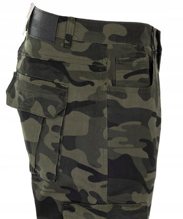 Męskie bojówki ocieplane bawełniane proste nogawki zielone moro - Gemello