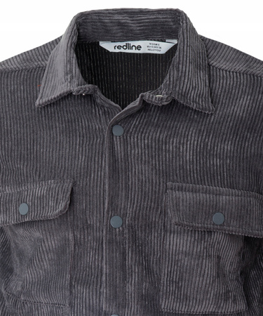 Koszula męska casual sztruksowa szara ciepła - Redline