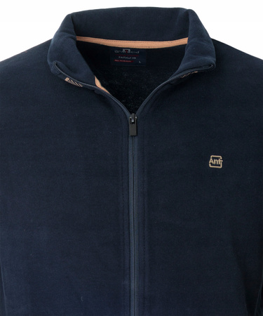 Bluza męska granatowa rozpinana na zamek ze stójką kieszenie bawełniana welurowa Antracid