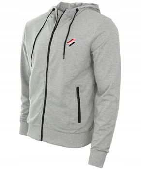 Bluza męska rozpinana jasno-szara z kapturem i kieszeniami - Must