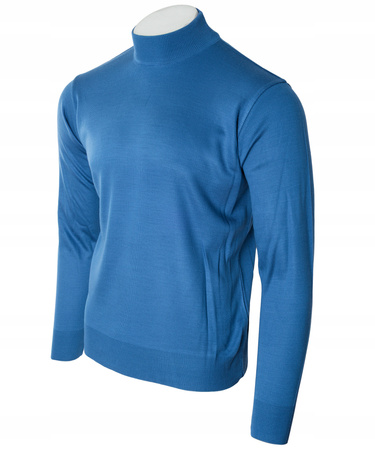 Sweter męski półgolf niebieski gładki wełniany turecki - Devir