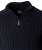Sweter męski półgolf krótkie zapięcie na zamek granatowy we wzór klasyczny - Devanti