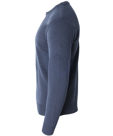 Sweter męski z okrągłym dekoltem ciemnoniebieski klasyczny - Must