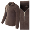 Sweter męski półgolf krótkie zapięcie na zamek brązowy klasyczny - Devanti