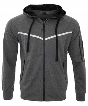 Bluza męska rozpinana ciemno-szara z kapturem - Must