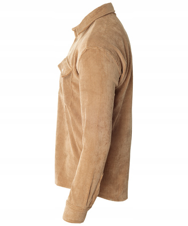 Koszula męska casual sztruksowa beżowa ciepła - Redline