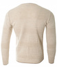 Sweter męski z okrągłym dekoltem krótkie zapięcie na guziki jasno-beżowy pasy klasyczny - Devanti
