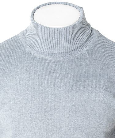 Golf męski sweter jasnoszary wizytowy elegancki - MUST