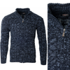 Sweter męski półgolf rozpinany jesienny granatowy ze wzorem wełniany ciepły - Devanti