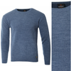 Sweter męski z okrągłym dekoltem niebieski wełniany klasyczny - Devanti
