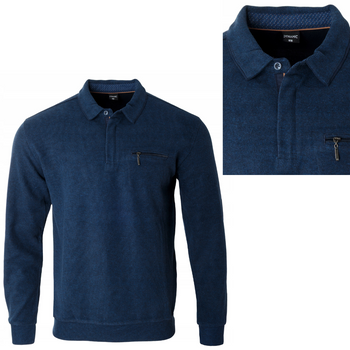 Bluza męska granatowa z kołnierzykiem na guziki kieszeń na zamek Dynamic
